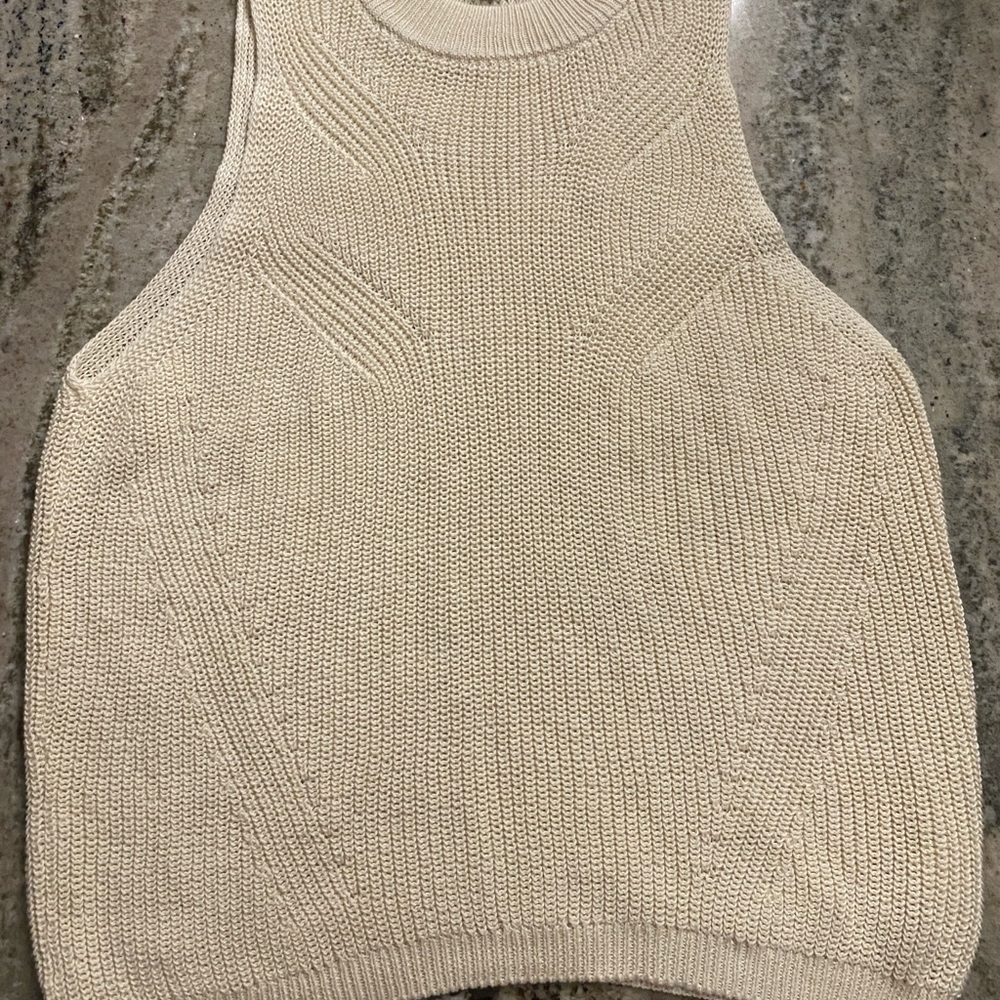 Joe's Jeans Cream Ribbed Crew Neck Sweater